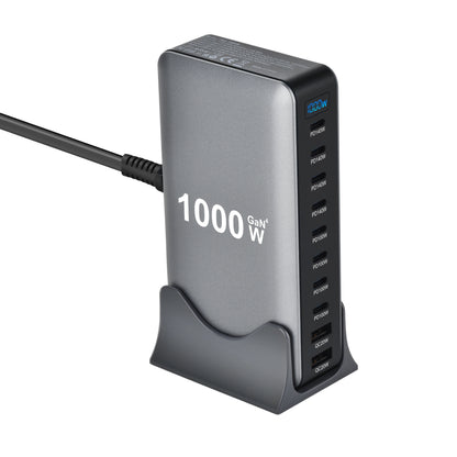 1000W 10-Port GaN Desktop Charger – 140W PD Fast Charging for MacBook Pro, 100W for Phone & Tablet, Multi-Port USB Hub Station