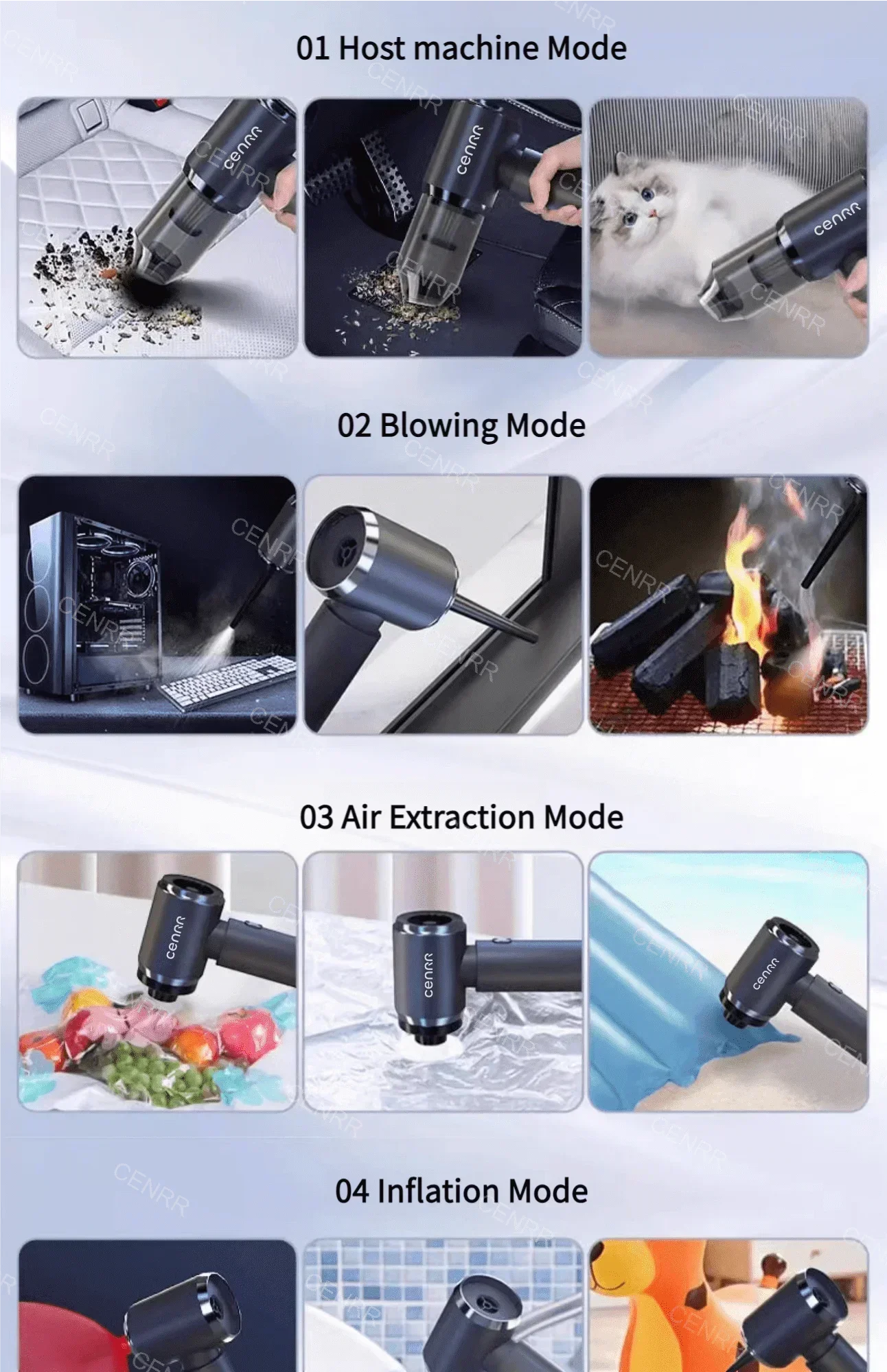 CENRR 210000PA Mini Wireless Car Vacuum Cleaner – Powerful Handheld Portable Cleaning Machine