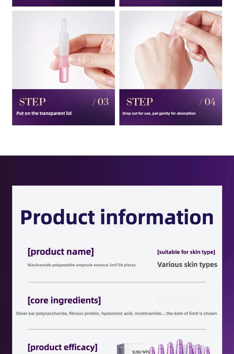 Niacinamide Peptide Ampoule Serum – Anti-Aging, Pore Shrink & Deep Moisturizing Facial Essence