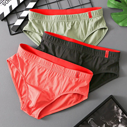 Men’s Cotton Briefs with Convex Pouch – Low Rise Breathable Solid Color Underwear (1/3PCS Pack) Comfortable Youth Fit