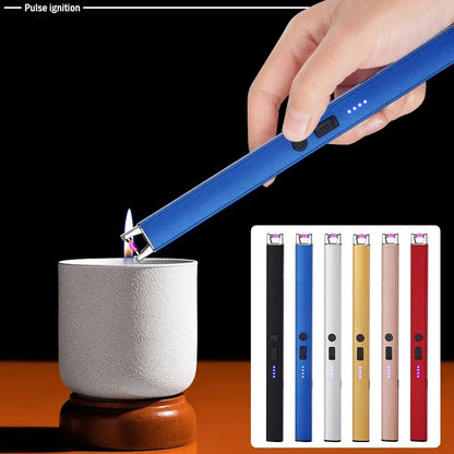 Windproof Pulse Arc USB Lighter — Electronic Electric Igniter with Safety Lock & Battery Display for BBQ & Kitchen