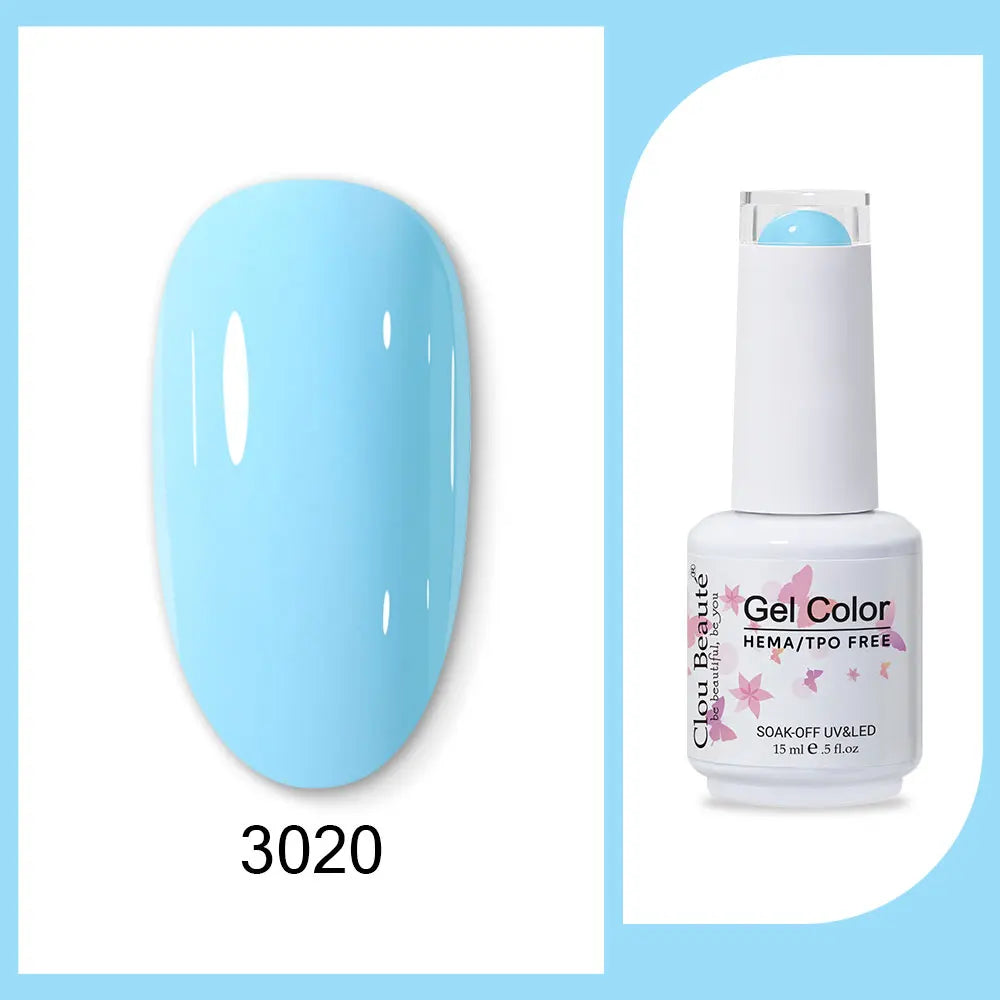 Clou Beaute 15ml Gel Nail Polish Set – Red Black White Green Neon UV Soak-Off Semi-Permanent Nail Varnish Base & Velvet Top Coat