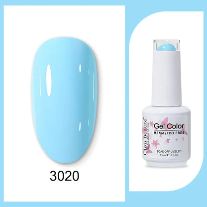 Clou Beaute 15ml Gel Nail Polish Set – Red Black White Green Neon UV Soak-Off Semi-Permanent Nail Varnish Base & Velvet Top Coat