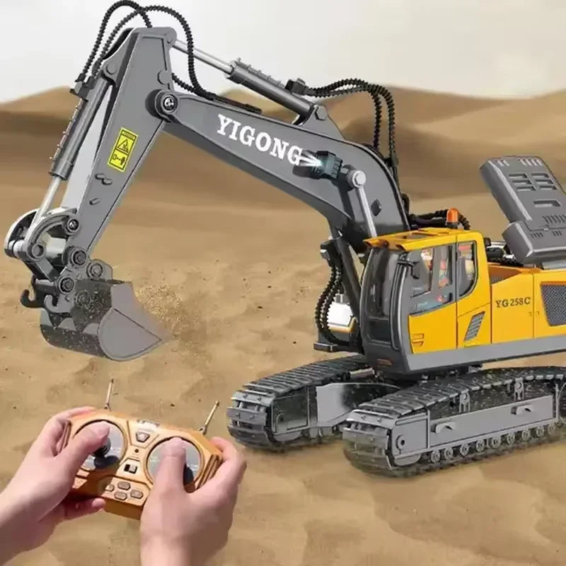 2.4G RC Excavator & Dump Truck Toy – Alloy & Plastic Construction Vehicle Model for Kids