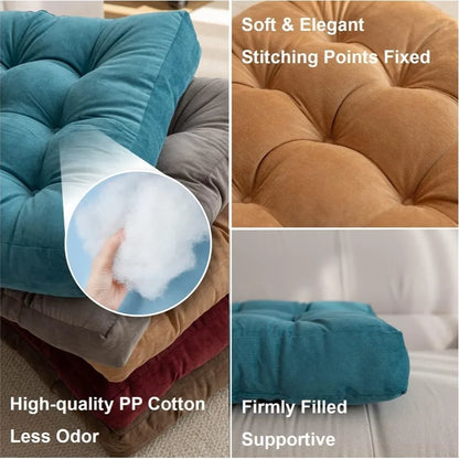 Square Floor Pillow Cushion – Thick Tufted Seat Pad for Meditation, Yoga, Kneeling, and Balcony Seating