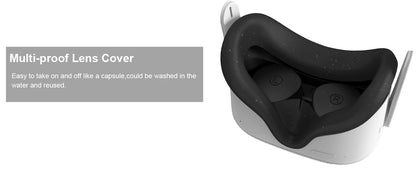Oculus Quest 2 Face Pad Cover with Lens Protectors — Washable Silicone VR Cover for Meta Quest 2 Accessories