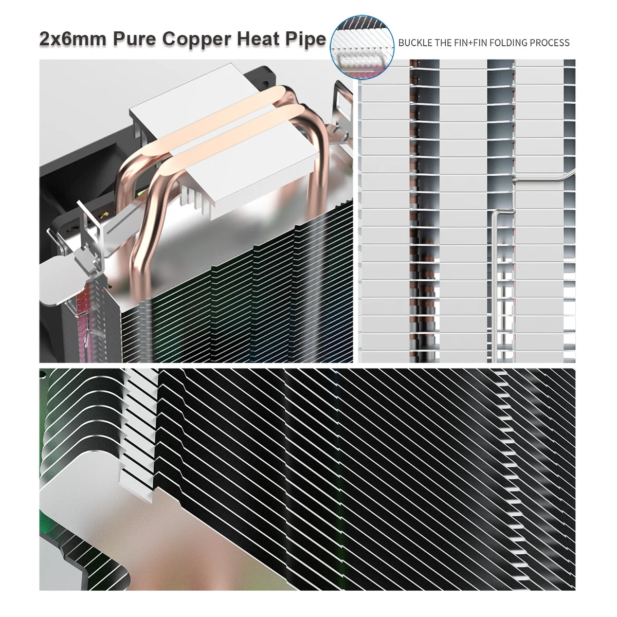 Ruix X2000 RGB CPU Air Cooler — 2 Heatpipe Radiator with 3-Pin Quiet Fan for Intel LGA 115X/1200/1700 & AMD AM4/AM5