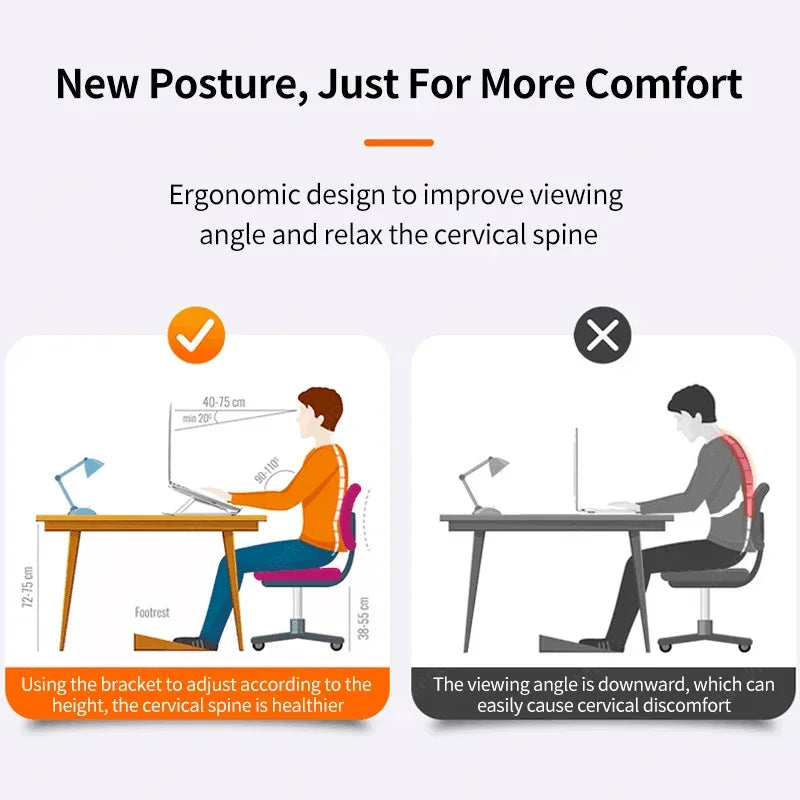 Adjustable Foldable Laptop Stand – Portable Notebook & Tablet Holder for MacBook, iPad & Computer Monitor Desk Support