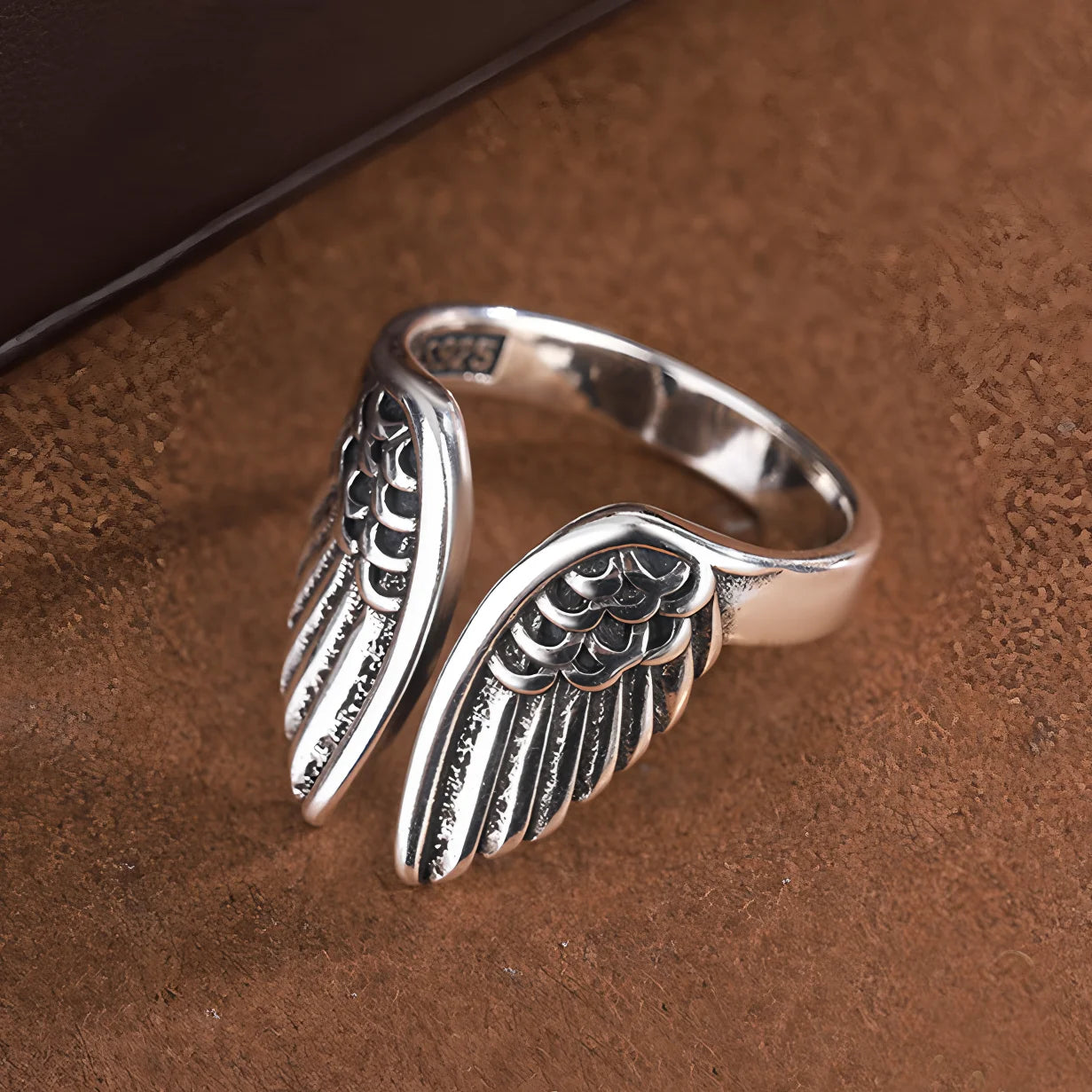 VENTFILLE 925 Sterling Silver Adjustable Ring – Vintage Hollow Line Punk Hip Hop Couple Jewelry