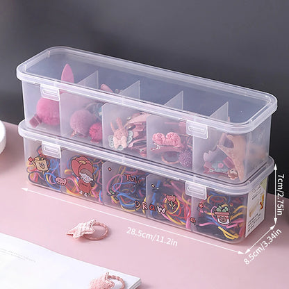 Plastic Jewelry & Hair Accessories Organizer – 5-Compartment Storage Box for Desktop, Cables & Miscellaneous Items