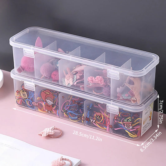 Plastic Jewelry & Hair Accessories Organizer – 5-Compartment Storage Box for Desktop, Cables & Miscellaneous Items