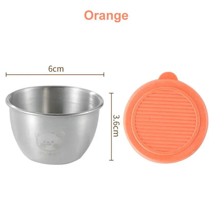 1/6-Piece Stainless Steel Salad Dressing Containers – 80ml Leakproof Cups with Silicone Lids for Lunch & Picnic