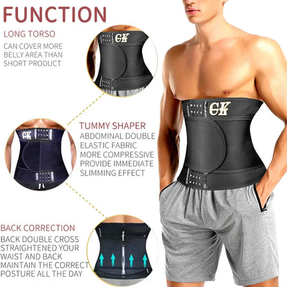 Men’s Waist Trainer Sports Belt — Weight Loss Waist Cincher Trimmer Girdle Corset Body Shaper Wrap