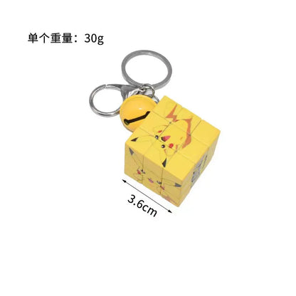 Pokémon Pikachu Mini Rubik's Cube Keychain — Cute Cartoon Puzzle Pendant for School Bags, Kids’ Toys & Kawaii Accessories