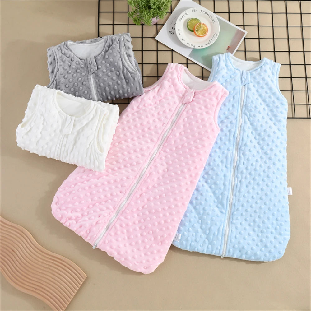 Baby Sleeping Bag - Warm Velvet Sleeveless Newborn Sleep Sack for Autumn & Winter Anti-Kick Comfort