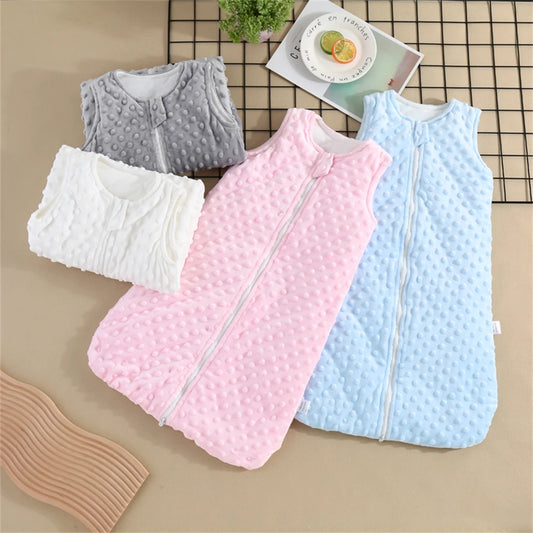 Baby Sleeping Bag - Warm Velvet Sleeveless Newborn Sleep Sack for Autumn & Winter Anti-Kick Comfort