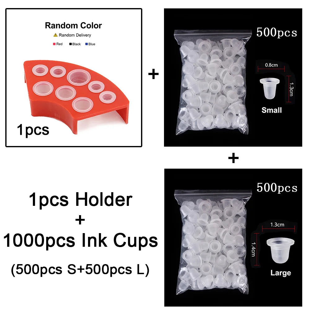 100/500/1000pcs Disposable Silicone Tattoo Ink Cup Caps — Pigment Holder Containers for Tattoo Accessories