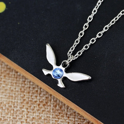 Silver Butterfly Crystal Necklace – Unisex Cosplay Jewelry Gift for Women & Men