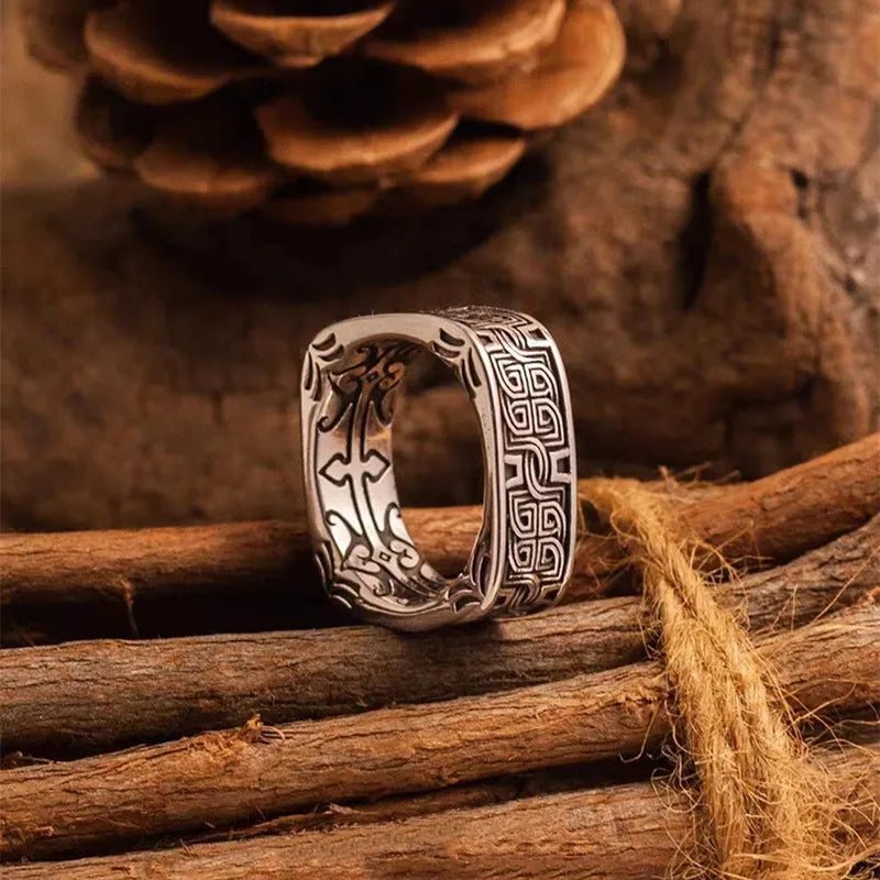 Irish Celtic Knot Square Ring – Vintage Men's Punk Hip Hop Fashion Jewelry Gift