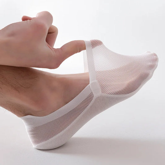 Summer Men's Mesh Breathable Anti-Slip Socks: Thin Cotton Sole Leisure Low Barrel Stockings - Invisible Shallow Mouth Design