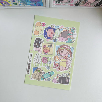 Cute Shibuya Girl Kawaii Stickers – Y2K Cartoon Scrapbook & Diary Decorative Stickers