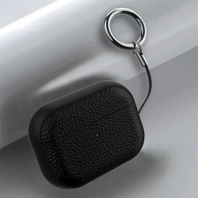 Leather Texture Case for Apple AirPods 1–4 & Pro — Protective Wireless Earphone Cover Anti-Lost