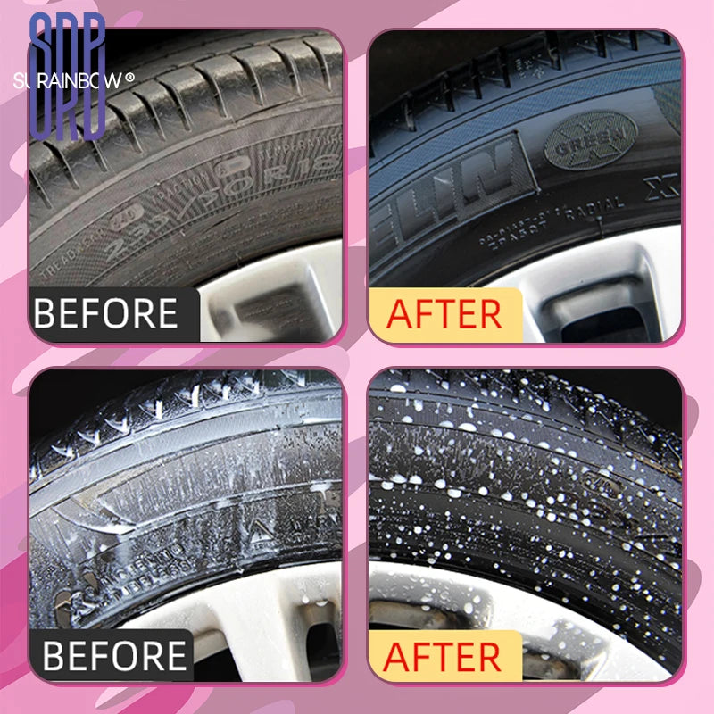 Black Wet Look Tire Shine Dressing Spray – Glossy Tire, Vinyl & Plastic Clear Coat with UV Protection