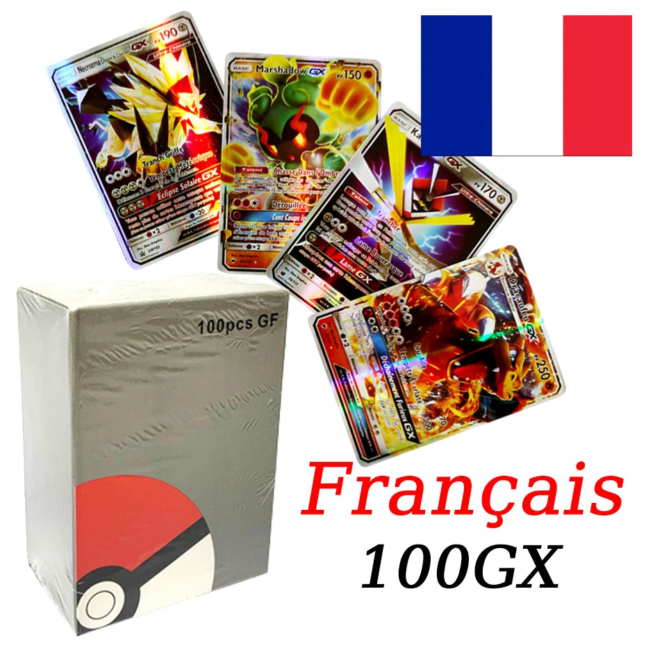 French VMAX V EX GX MEGA Trading Cards - Collectible Battle Trainer Cards and Christmas Gift Set
