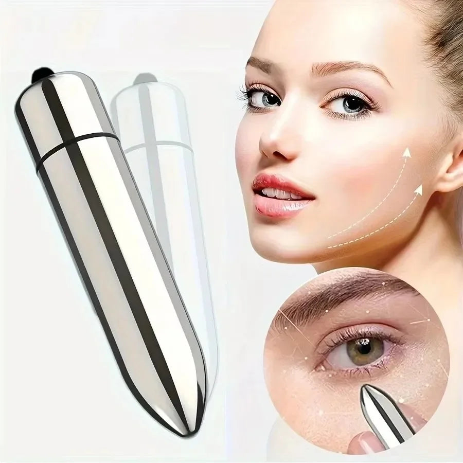 Mini Vibrating Facial & Eye Massager - Portable Skincare Tool for Lotion Absorption at Home & Travel