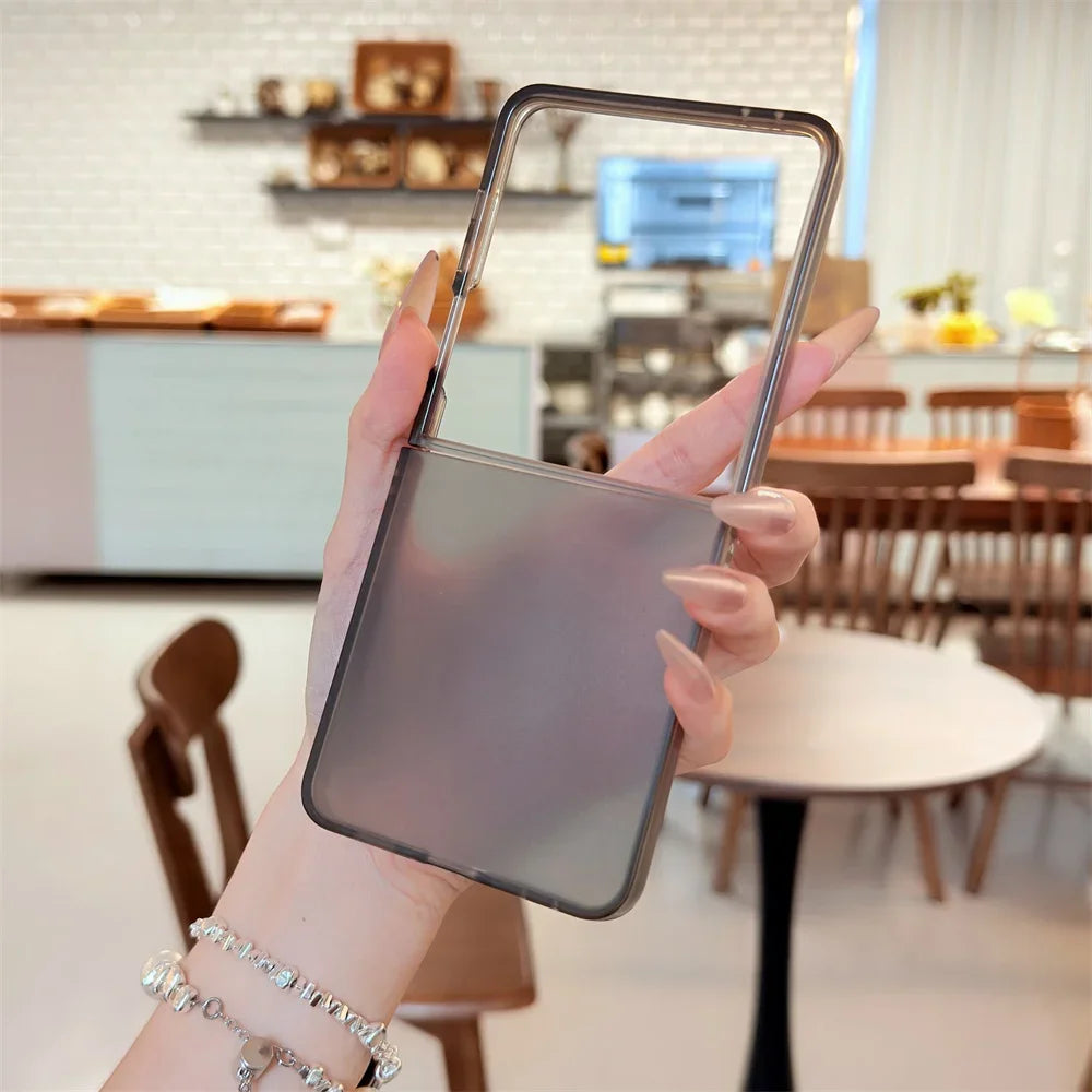 Transparent Sanding Phone Case – Shockproof Protective Shell for Samsung Galaxy Z Flip 3/4/5/6/7 5G