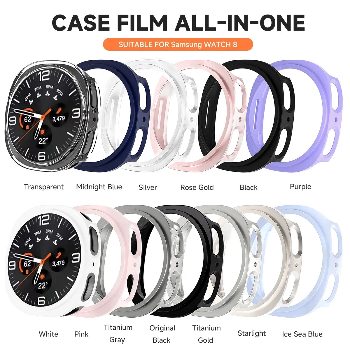 Samsung Galaxy Watch 8 Screen Protector Case – Full Coverage Tempered Glass & Scratch-Resistant Bumper Cover for 40mm/44mm Watch 8