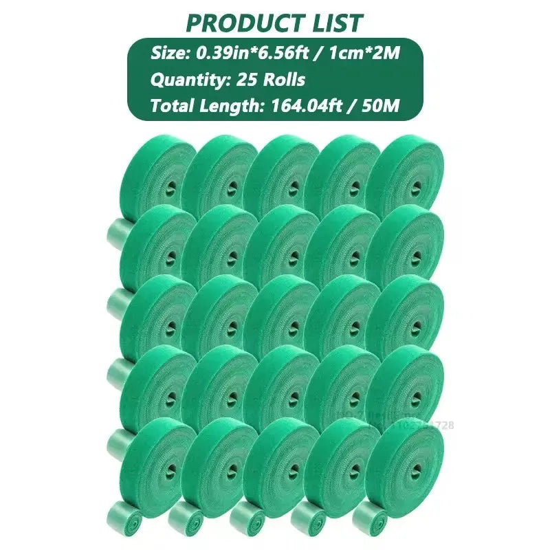 Garden Plant Support Tape - Reusable Nylon Hook-and-Loop Ties for Climbing Plants & Flowers