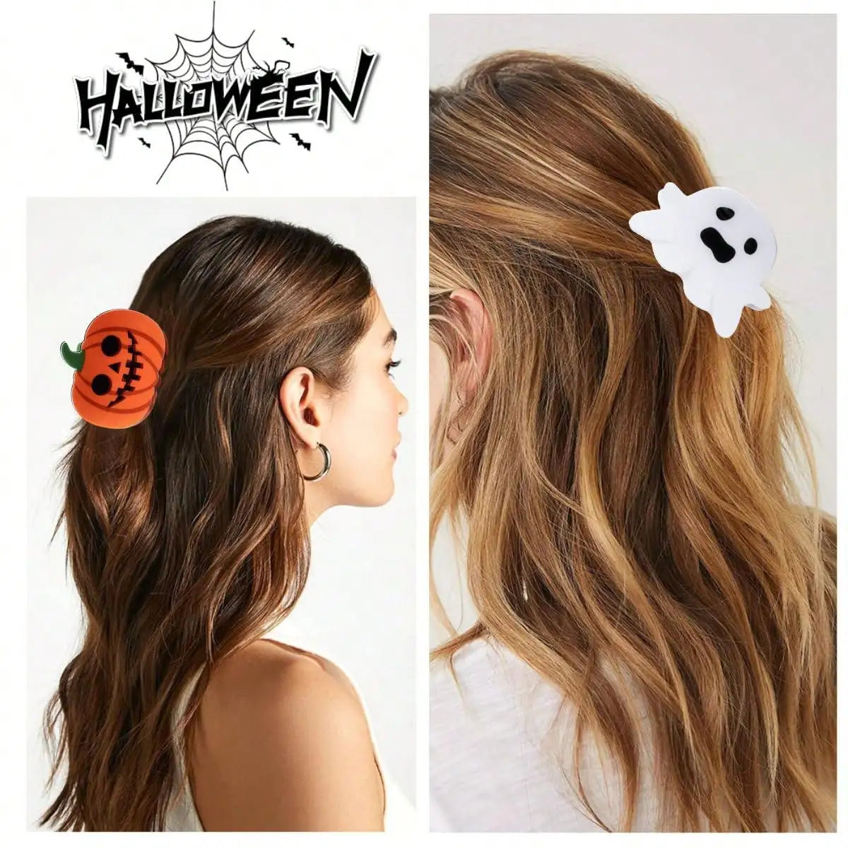 Halloween Party Hair Clip | Ghost, Bat & Pumpkin Hair Clip for Thin Hair, 1pc