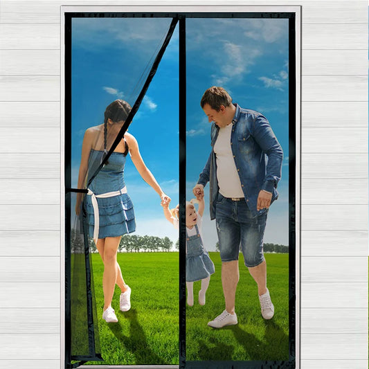 Magnetic Door Screen Mosquito Net - Auto Closing Black Fly Insect Mesh Curtain for Kitchen & Living Room