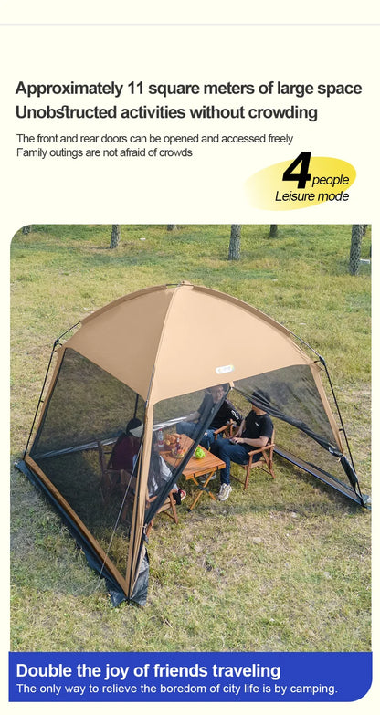 Outdoor Camping Mesh Tent – Rainproof, Sunscreen, Mosquito-Proof, Picnic & Beach Sunshade for 10 People