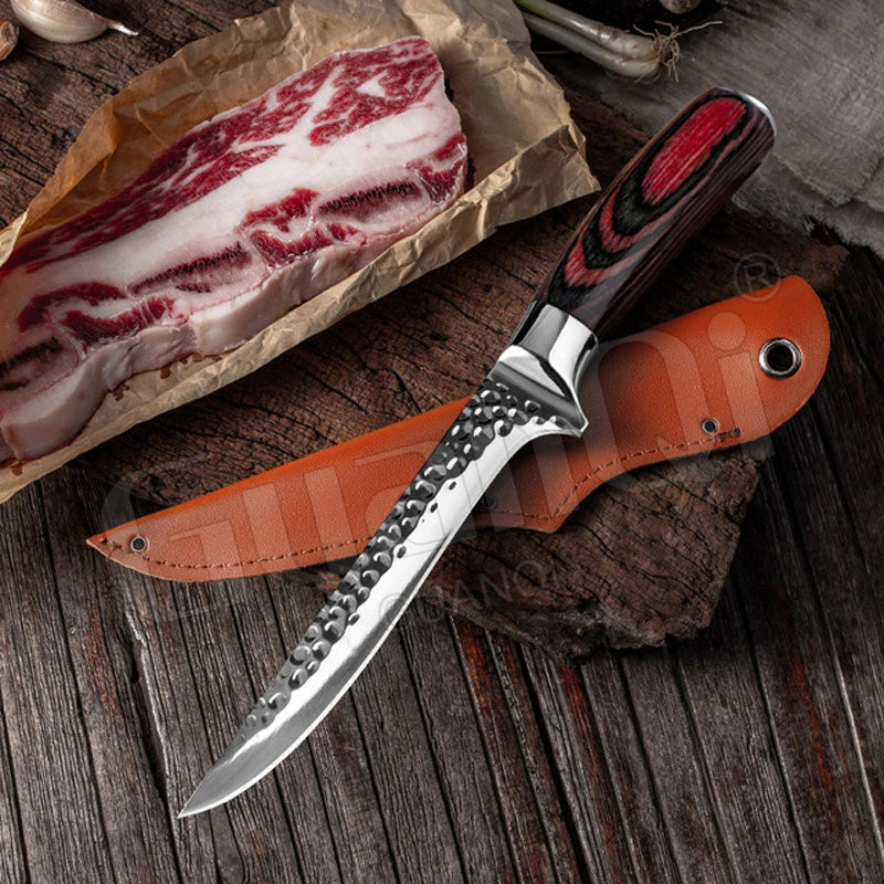 Handmade Stainless Steel Chef Boning Knife - Sharp Meat Cleaver, Fishing Knife, and Butcher Tool for Slicing