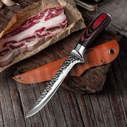 Handmade Stainless Steel Chef Boning Knife - Sharp Meat Cleaver, Fishing Knife, and Butcher Tool for Slicing