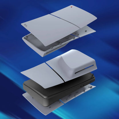 Limited Edition Grey Custom Replacement Faceplates for PS5 Slim Console - ABS Cover Shell with Logo and 30th Anniversary Sticker