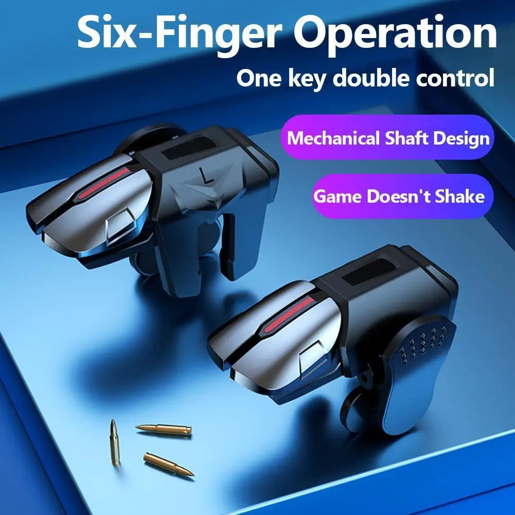 G21 Mobile Game Trigger Gamepad — 6-Finger Aim Shooting Joystick with L1 R1 Buttons for PUBG Controller