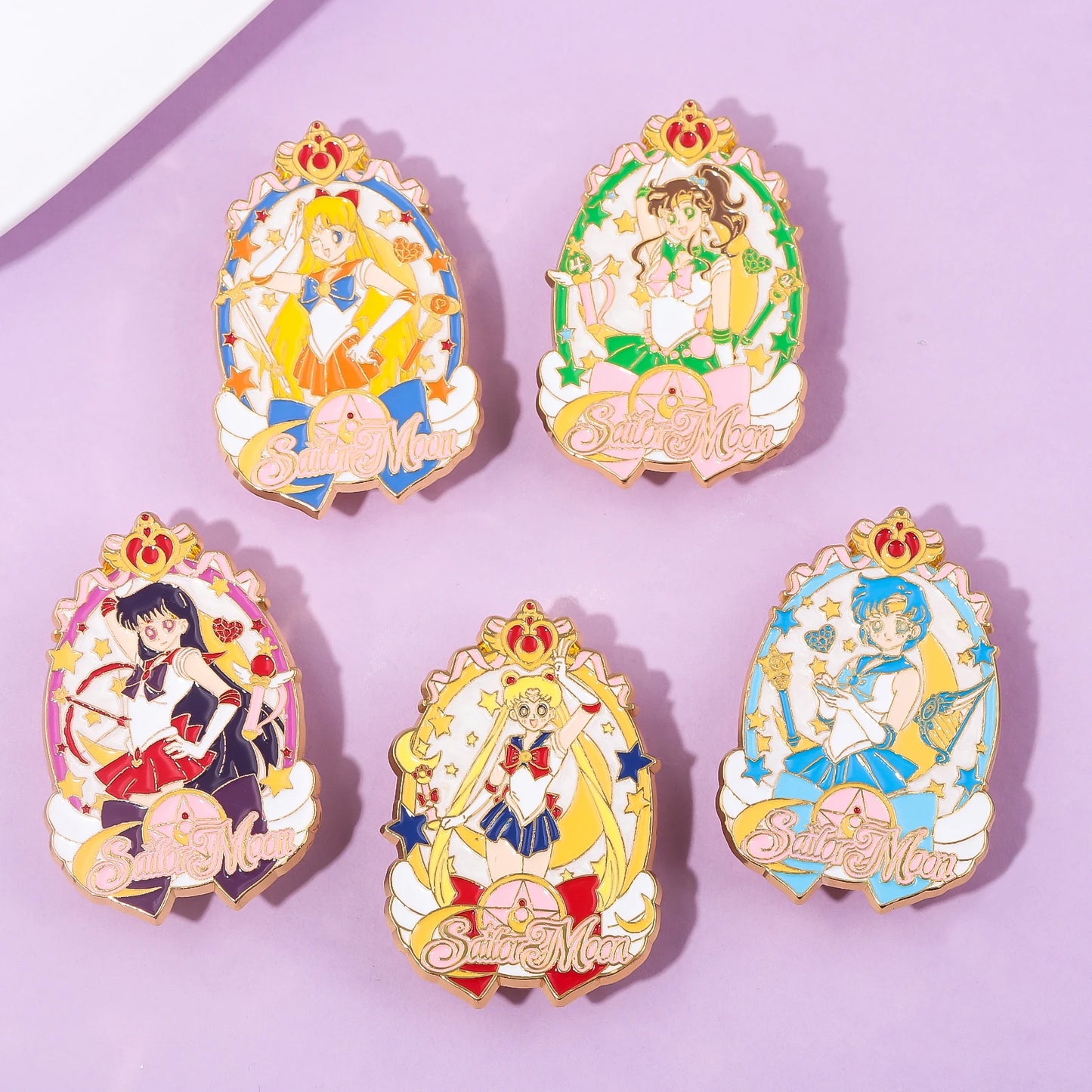 Sailor Girl Cartoon Brooch – Cute Moon & Stars Enamel Pin for Bags, Clothes & Jewelry