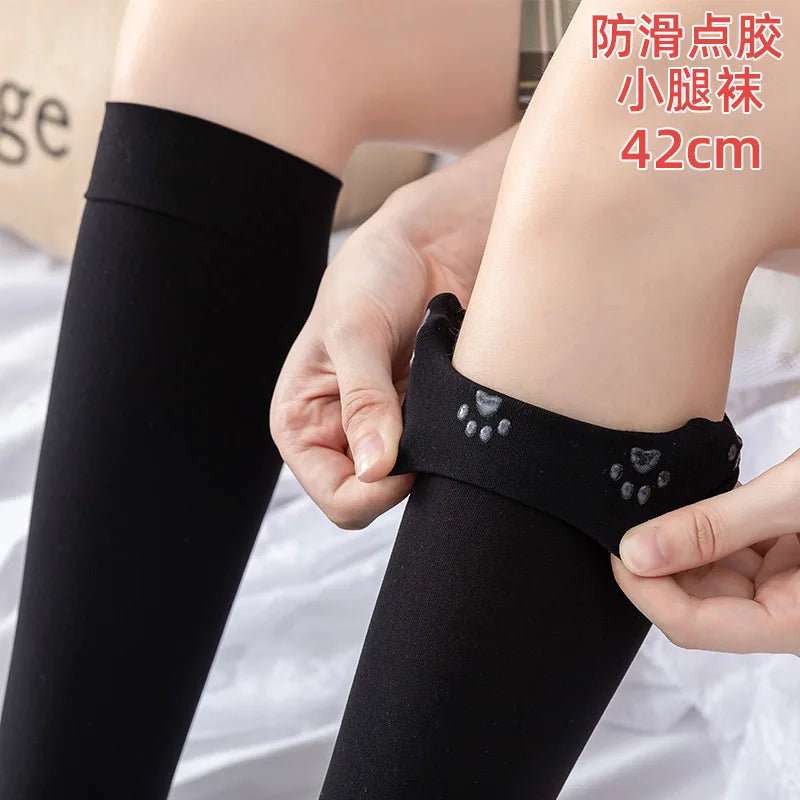 Over The Knee Velvet Thigh High Socks for Women & Girls – Elastic Anti-Slip White Long Tube Uniform Stockings (Up to 190cm Fit)