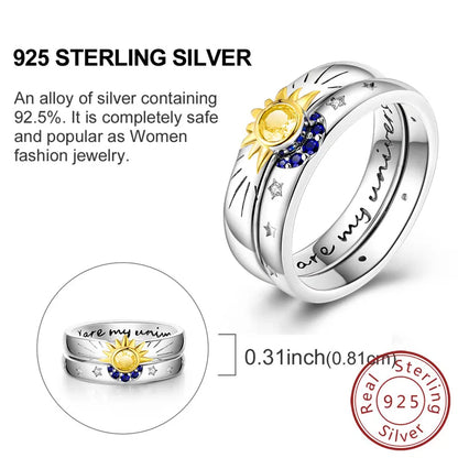 925 Sterling Silver Rings - Bow, Heart, Sun, Moon & Star Zircon Jewelry for Women, Birthday & Anniversary Gift