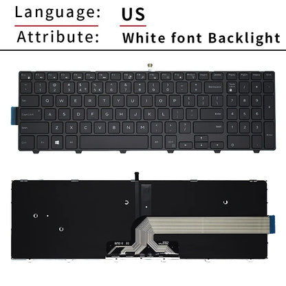 Dell Inspiron 15 Keyboard Replacement – BR/SP/US Russian Layout Backlit Keyboard for 3567 5577 5555 5557 5559 3543 5547 5549 5548 P39F P51F