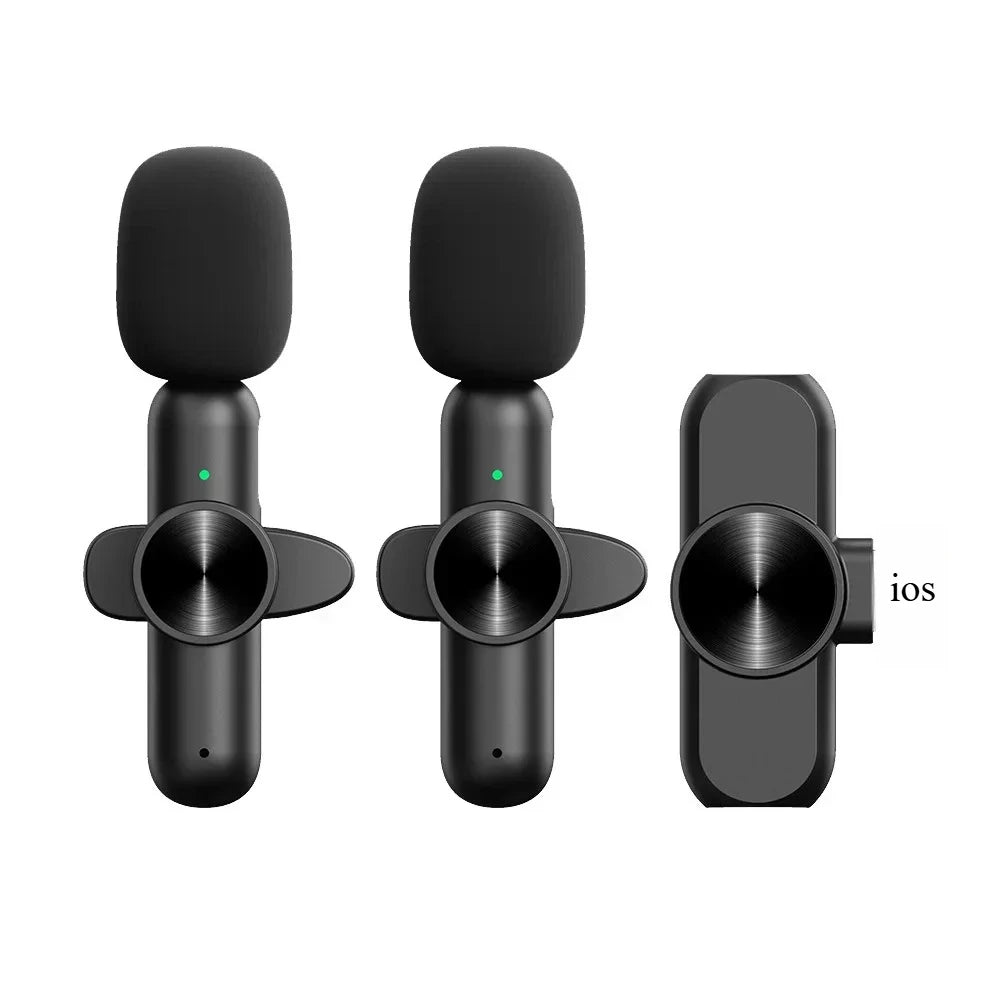 Basix Mini Wireless Lavalier Microphone - Noise Cancelling Portable Mic for iPhone Android Camera Live Interviews