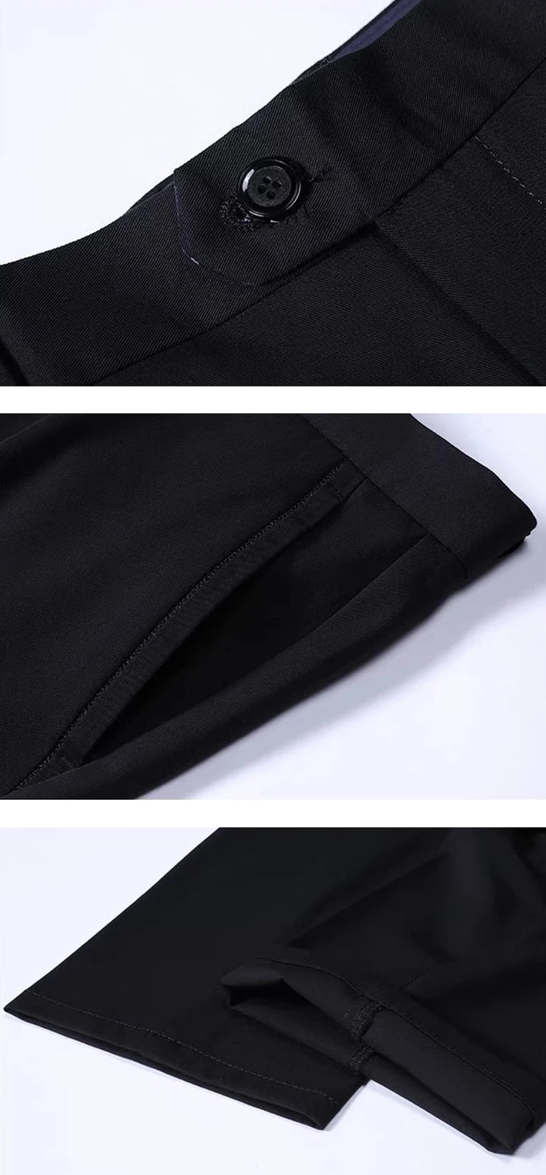 Men's Lightweight Business Casual Pants – Stretch Quick-Dry Straight Leg Trousers in Black & Deep Blue