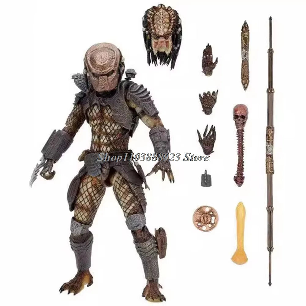 NECA Predator Figure — Ultimate Shaman Elder Armored Jungle Hunter with Snake Vision, Alien Model Toy Gift