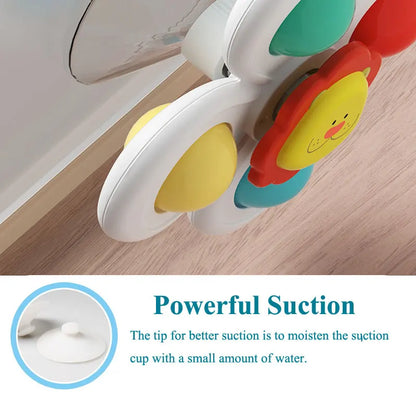 3PC Suction Cup Spinner Toys - Cartoon Animal Fidget Toys for Kids High Chair Bath Window Travel Gift