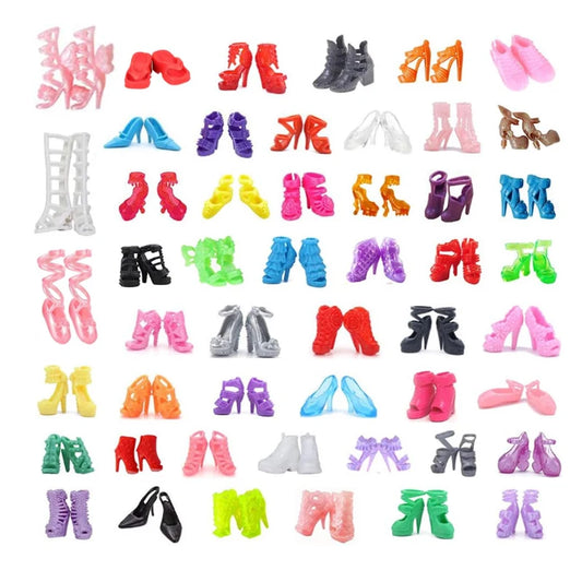 50 Pairs Doll Shoes Set - Assorted High Heel, Boots & Flat Shoes for 11.5 Inch/30cm Fashion Dolls