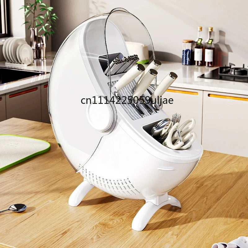 Kitchen Knife & Utensil Holder - Multifunctional Countertop Storage Rack with Drainage for Knives, Spoons & Chopsticks