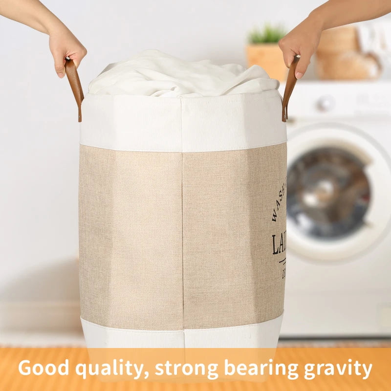 Large Capacity Fabric Laundry Basket — Foldable Dirty Clothes Storage Bin, Portable Household Storage Box